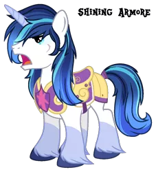 Size: 974x1071 | Tagged: safe, artist:starling-sentry-yt, derpibooru import, shining armor, pony, alternate design, alternate hairstyle, armor, badass, misspelling, scar, simple background, solo, transparent background