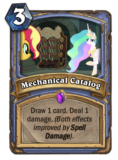 Size: 400x543 | Tagged: safe, derpibooru import, screencap, princess celestia, sunset shimmer, equestria girls, equestria girls series, forgotten friendship, card, catalog machine, hearthstone, meta, spell, warcraft