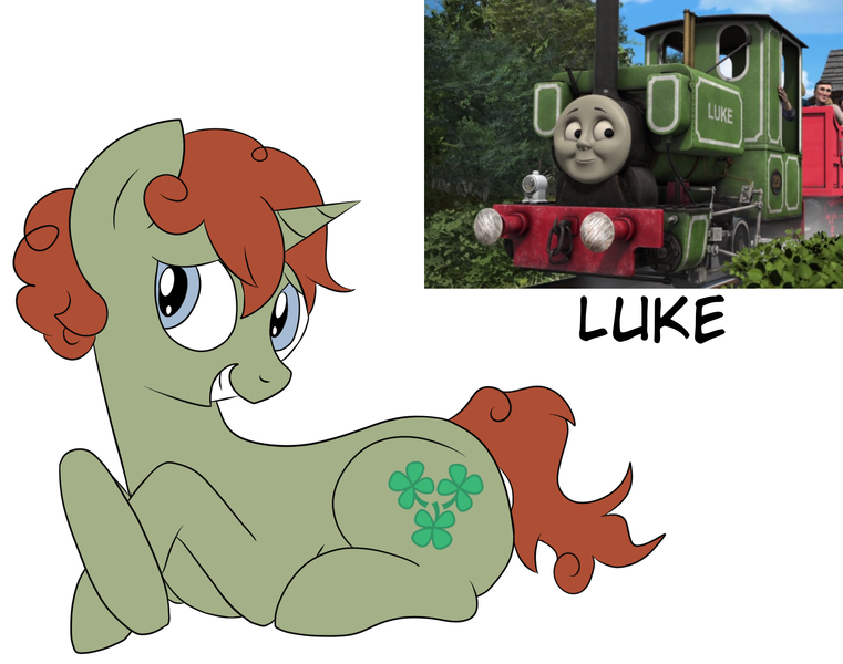 Size: 1802x1420 | Tagged: safe, artist:wolftendragon, derpibooru import, ponified, pony, unicorn, luke, male, prone, solo, stallion, thomas the tank engine