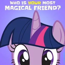 Size: 960x960 | Tagged: safe, derpibooru import, official, twilight sparkle, unicorn, eye, eyelashes, eyes, facebook, horn, multicolored hair, multicolored mane, peekaboo, purple eyes, simple background, text