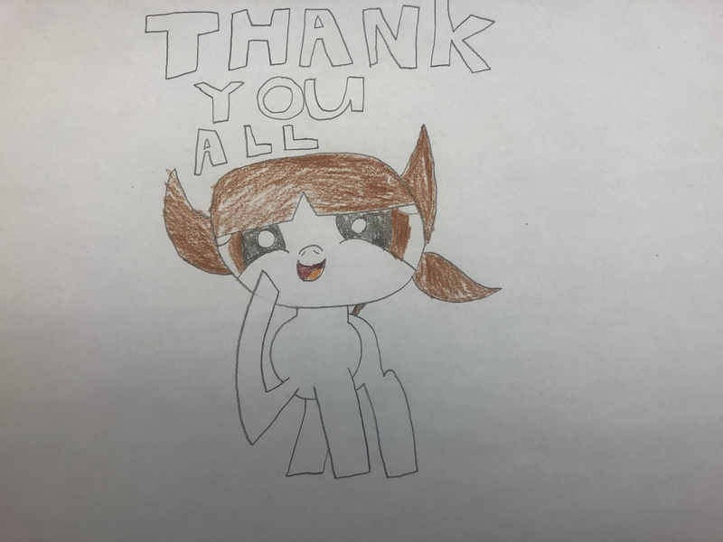 Size: 4032x3024 | Tagged: safe, artist:undeadponysoldier, derpibooru import, oc, oc:nick, unofficial characters only, pony, cute, nick loves all of you, powerpuffified, response, thank you derpibooru, the powerpuff girls, traditional art