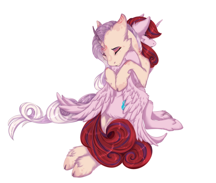 Size: 1500x1275 | Tagged: safe, artist:requiem♥, derpibooru import, princess cadance, oc, oc:bleeding heart, oc:sumac spirit, unofficial characters only, alicorn, pony, unicorn, alicorn oc, cheek fluff, clothes, cloven hooves, commission, cute, cutedance, cutie mark, ear fluff, eyes closed, female, horn, long mane, long tail, love, male, mare, nightmare cadance, nightmarified, oc x oc, pink fur, pink mane, red mane, shipping, simple background, smile face, straight, transparent background, wings, ych result