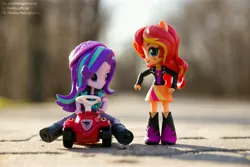 Size: 6024x4020 | Tagged: safe, artist:artofmagicpoland, derpibooru import, starlight glimmer, sunset shimmer, equestria girls, doll, equestria girls minis, eqventures of the minis, silly human, toy, toy car, wat