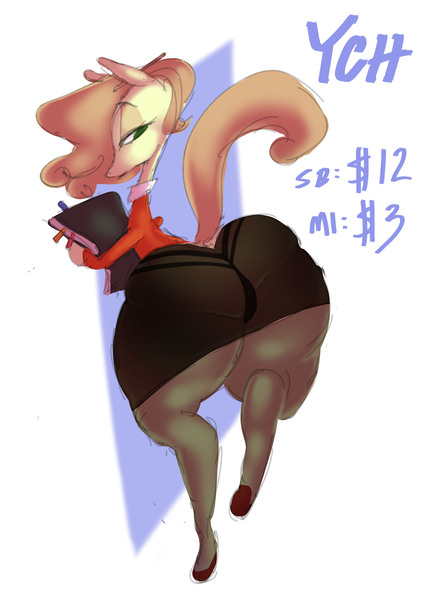 Size: 2715x3698 | Tagged: questionable, artist:littledogwoman, derpibooru import, pony, advertisement, clothes, commission, notebook, pantyhose, shoes, skirt, solo, your character here