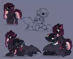 Size: 1920x1543 | Tagged: safe, artist:little-sketches, derpibooru import, oc, oc:ayaka, oc:masashi, ponified, unofficial characters only, earth pony, pegasus, pony, alternate hairstyle, eye clipping through hair, female, holding a pony, male, mare, necktie, socks (coat marking), species swap, stallion