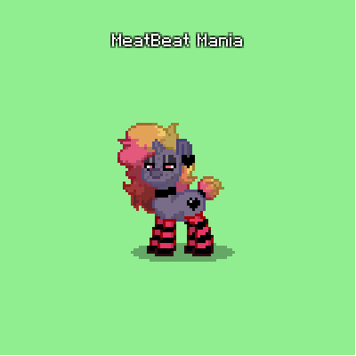 Size: 400x400 | Tagged: safe, derpibooru import, oc, oc:meatbeat mania, unicorn, bun, clothes, cutie mark, ear piercing, earring, freckles, jewelry, long hair, male, mane, necklace, piercing, pink eyes, socks, striped socks