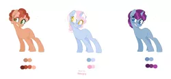 Size: 5584x2592 | Tagged: safe, artist:reading4halfmylife, derpibooru import, oc, oc:cocoa swirl, oc:hokey pokey, oc:party drink, unofficial characters only, earth pony, pony, unicorn, base used, color palette, half-siblings, offspring, parent:cheese sandwich, parent:party favor, parent:pinkie pie, parent:pokey pierce, parents:cheesepie, parents:partypie, parents:pokeypie, simple background, smiling, sparkles, starry eyes, white background, wingding eyes