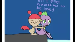 Size: 1334x750 | Tagged: alternate version, artist:undeadponysoldier, crying, derpibooru import, hug, luminous, oc, oc:molly, sad, safe, spike, spikelove, text, water