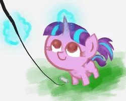 Size: 1500x1200 | Tagged: safe, artist:t72b, derpibooru import, starlight glimmer, pony, female, filly, filly starlight glimmer, kite, kite flying, looking up, magic, pigtails, solo, that pony sure does love kites, younger