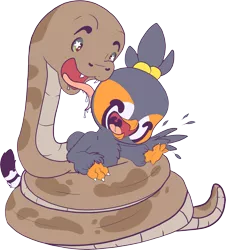 Size: 3801x4212 | Tagged: safe, artist:cutepencilcase, derpibooru import, oc, oc:ruzeth, gryphon, snake, barely pony related, coiling, licking, species swap, tongue out