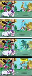 Size: 3796x8954 | Tagged: safe, artist:urhangrzerg, derpibooru import, rainbow dash, rarity, sweetie belle, pig, pony, turtle, brightwing, comic, crossover, fairy dragon, fairy wings, pigified, polymorph, rainbow tank, raripig, species swap, transformation, warcraft, wings