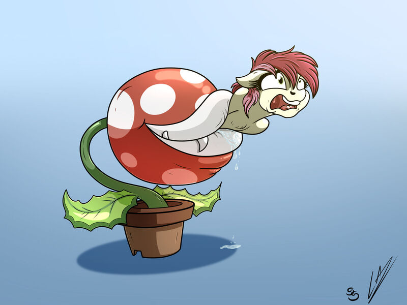 Size: 1920x1440 | Tagged: questionable, artist:lupiarts, artist:snoopystallion, derpibooru import, roseluck, pony, carnivorous plant, collaboration, comic sins, digital art, drool, female, fetish, floppy ears, food chain, mare, piranha plant, plant vore, predator, prey, screaming, vore