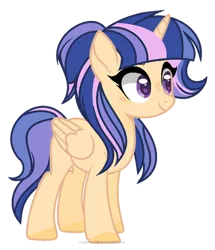 Size: 400x465 | Tagged: safe, artist:catpony13, derpibooru import, oc, oc:stella, unofficial characters only, alicorn, pony, alicorn oc, blushing, female, heart eyes, horn, mare, offspring, parent:flash sentry, parent:twilight sparkle, parents:flashlight, simple background, solo, transparent background, wingding eyes, wings