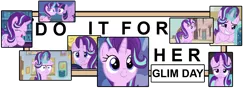 Size: 1000x350 | Tagged: safe, artist:agrol, artist:forgalorga, derpibooru import, edit, screencap, starlight glimmer, twilight sparkle, pony, unicorn, equestria daily, every little thing she does, marks for effort, the cutie map, :i, cute, do it for her, empathy cocoa, exploitable meme, glimmerbetes, i mean i see, meme, s5 starlight, starlight glimmer day, starlight wants your cutie mark