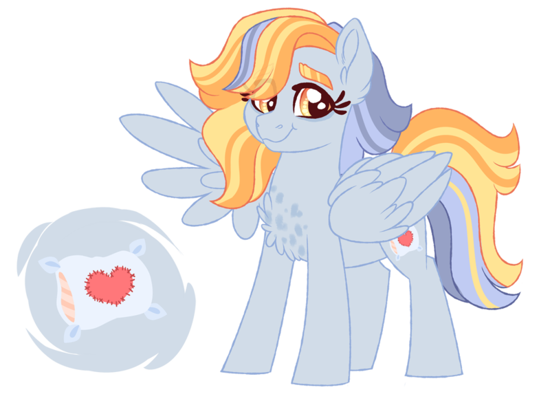 Size: 1024x733 | Tagged: safe, artist:azure-art-wave, derpibooru import, oc, oc:pillowtalk lovestruck, unofficial characters only, pegasus, pony, chest fluff, female, magical lesbian spawn, mare, offspring, parent:derpy hooves, parent:honey lemon, solo