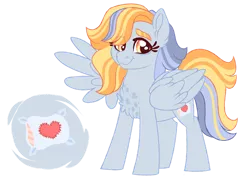 Size: 1024x733 | Tagged: safe, artist:azure-art-wave, derpibooru import, oc, oc:pillowtalk lovestruck, unofficial characters only, pegasus, pony, chest fluff, female, magical lesbian spawn, mare, offspring, parent:derpy hooves, parent:honey lemon, solo