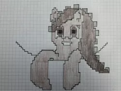 Size: 4096x3072 | Tagged: safe, artist:juani236, derpibooru import, oc, oc:couchry desim, unofficial characters only, earth pony, pony, 8-bit, graph paper, happy, looking at you, retro, solo, traditional art, zipper