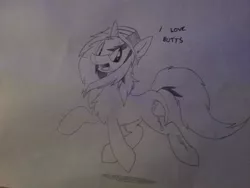 Size: 1024x768 | Tagged: safe, artist:cymek, derpibooru import, oc, oc:taylorpone, unofficial characters only, pony, butts, monochrome, solo, traditional art