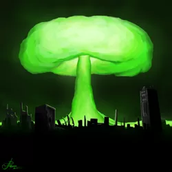 Size: 1777x1777 | Tagged: album cover, artist:raminy44, balefire bomb, city, cover, derpibooru import, explosion, fallout equestria, fanfic, fanfic art, megaspell, megaspell explosion, mushroom cloud, no pony, nuclear explosion, safe