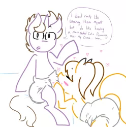 Size: 1285x1297 | Tagged: suggestive, artist:doodledandy, derpibooru import, oc, oc:doodledandy, oc:sunnyside, unofficial characters only, pony, diaper, diaper fetish, fetish, heart, poofy diaper