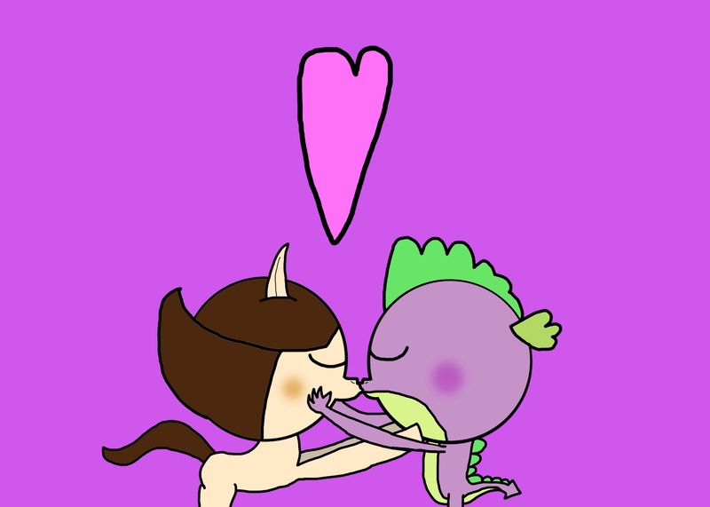 Size: 2100x1500 | Tagged: safe, artist:undeadponysoldier, derpibooru import, spike, oc, oc:nick, 1000 hours in ms paint, blushing, canon x oc, gay, interspecies, kissing, male, nike, shipping