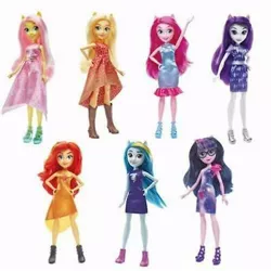 Size: 400x400 | Tagged: safe, derpibooru import, official, applejack, fluttershy, pinkie pie, rainbow dash, rarity, sci-twi, sunset shimmer, twilight sparkle, equestria girls, equestria girls series, boots, clothes, cowboy boots, dress, female, glasses, humane five, humane seven, humane six, merchandise, prototype, shoes, simple background, toy, white background