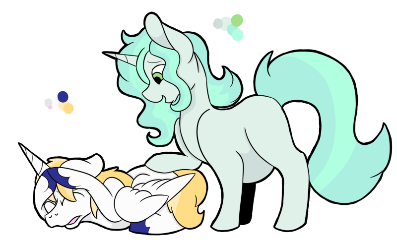 Size: 800x494 | Tagged: safe, artist:flamirasplitz, derpibooru import, oc, oc:dark glare, oc:paladin knight, alicorn, pony, unicorn, alicorn oc, comforting, couple, cowering, female, horn, male, married couple, multiple pregnancy, not prince blueblood, oc x oc, offspring, offspring shipping, parent:king sombra, parent:princess cadance, parent:radiant hope, parent:shining armor, parents:hopebra, parents:shiningcadance, pregnant, scared, shipping, straight, wings