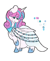 Size: 663x800 | Tagged: safe, artist:flamirasplitz, derpibooru import, princess flurry heart, pony, adult, blush sticker, blushing, clothes, cute, dress, female, flurrybetes, looking at belly, mama flurry, multiple pregnancy, older, older flurry heart, pregnant, royalty, solo