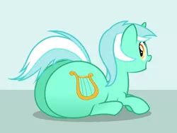 Size: 8000x6000 | Tagged: suggestive, artist:ithinkitsdivine, derpibooru import, lyra heartstrings, pony, unicorn, absurd resolution, bottom heavy, butt, cute, female, happy, huge butt, impossibly large butt, large butt, looking back, lying, lyra hindstrings, lyrabetes, open mouth, plot, prone, rear view, show accurate, smiling, solo, solo female, stretched cutie mark, vector