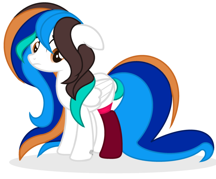 Size: 2428x2012 | Tagged: safe, artist:angelamusic13, derpibooru import, oc, pegasus, pony, base used, clothes, female, floppy ears, mare, simple background, socks, solo, white background