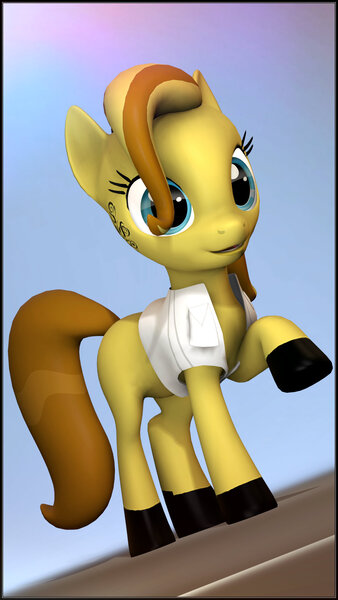 Size: 1080x1920 | Tagged: safe, artist:skilm, derpibooru import, oc, oc:noisette, pony, 3d, cute, looking at you, solo, source filmmaker, tattoo