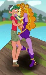 Size: 2012x3248 | Tagged: safe, artist:swinbop, derpibooru import, adagio dazzle, timber spruce, equestria girls, anatomical horror, female, kissing, male, shipping, straight, timberdazzle