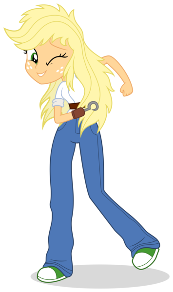 Size: 1351x2284 | Tagged: safe, artist:limedreaming, derpibooru import, applejack, fanfic:my little pony: the unexpected future, equestria girls, amputee, clothes, converse, freckles, hook, hook hand, patreon, patreon reward, prosthetic limb, prosthetics, shoes, simple background, smiling, sneakers, transparent background, vector