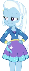 Size: 3000x7241 | Tagged: safe, artist:cloudyglow, derpibooru import, trixie, equestria girls, clothes, cute, dress, female, hoodie, simple background, skirt, smiling, solo, transparent background, vector