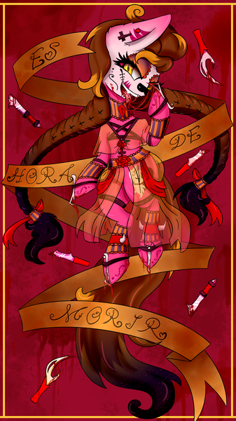 Size: 1861x3309 | Tagged: grimdark, artist:lixthefork, derpibooru import, oc, oc:lix, unofficial characters only, pony, dia de los muertos, ponysona, solo