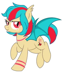 Size: 1442x1637 | Tagged: safe, artist:crystal-tranquility, derpibooru import, oc, oc:cherry bomb, bat pony, pony, female, mare, show accurate, simple background, solo, transparent background