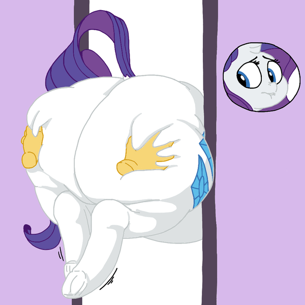 Size: 1024x1024 | Tagged: suggestive, artist:sirmasterdufel, color edit, derpibooru import, edit, rarity, pony, unicorn, 2 handfuls of dat ass, belly, butt, buttstuck, colored, disembodied hand, doorway, extra thicc, fat, female, hand, huge butt, large butt, lip bite, mare, plot, pushing, raritubby, rearity, solo, solo female, stuck, the ass is monstrously oversized for tight entrance, the ass was fat, the ass was too fat