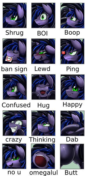 Size: 2349x4739 | Tagged: suggestive, artist:pridark, derpibooru import, oc, oc:kuro, unofficial characters only, pony, butt, commission, dab, expressions, fangs, female, meme, plot