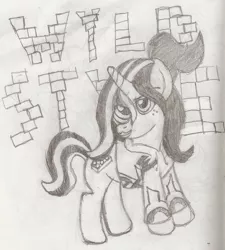 Size: 1660x1848 | Tagged: safe, artist:stone39, derpibooru import, ponified, pony, lego, pencil drawing, solo, the lego movie, traditional art, wyldstyle