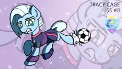 Size: 1920x1080 | Tagged: safe, artist:ashtoneer, derpibooru import, oc, oc:tracy cage, unofficial characters only, earth pony, pony, /mlp/, 4chan cup, clothes, female, football, jersey, mare, solo, sports, text, wallpaper, zoom layer