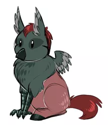 Size: 589x686 | Tagged: artist:vindhov, birb, chest fluff, chibi, classical hippogriff, cute, derpibooru import, ear fluff, fluffy, hippogriff, hippogriff oc, horsebirb, interspecies offspring, leg fluff, magical lesbian spawn, oc, offspring, parent:gabby, parent:scootaloo, parents:gabbyloo, safe, shoulder fluff, simple background, sitting, solo, spread wings, unofficial characters only, white background, wings