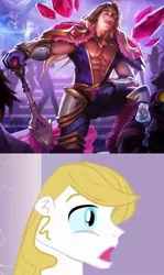 Size: 643x1077 | Tagged: safe, derpibooru import, prince blueblood, equestria girls, cropped, equestria girls-ified, league of legends, male, obligatory pony, taric