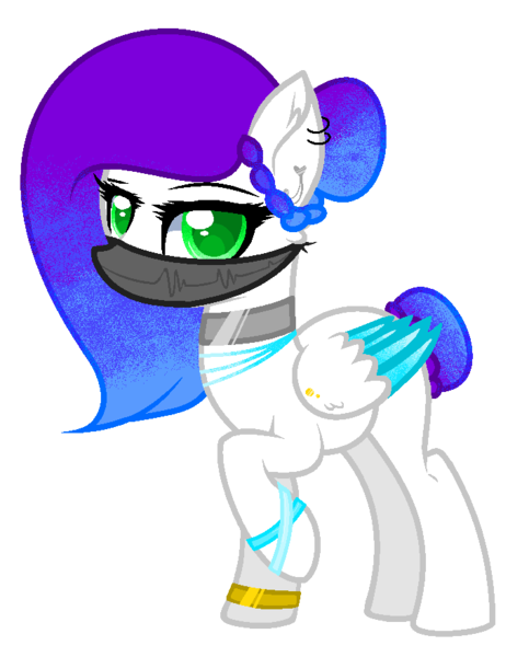 Size: 708x880 | Tagged: safe, artist:colordroplovelyart, artist:lazuli, derpibooru import, oc, oc:fly-bi, unofficial characters only, pegasus, pony, bandana, base used, bracelet, choker, ear piercing, earring, female, jewelry, mare, multicolored hair, necklace, piercing, raised hoof, simple background, solo, transparent background, wing piercing