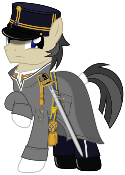 Size: 1024x1428 | Tagged: safe, artist:brony-works, derpibooru import, pony, clothes, hat, male, simple background, solo, stallion, sweden, sword, transparent background, uniform, weapon