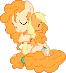 Size: 8394x9300 | Tagged: safe, artist:mrkat7214, derpibooru import, applejack, pear butter, pony, absurd resolution, cute, daaaaaaaaaaaw, duo, female, filly, filly applejack, hug, jackabetes, mother and child, mother and daughter, pearabetes, simple background, sweet dreams fuel, transparent background, vector, younger