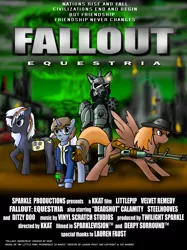 Size: 1018x1362 | Tagged: safe, artist:arconius, derpibooru import, oc, oc:calamity, oc:littlepip, oc:steelhooves, oc:velvet remedy, unofficial characters only, earth pony, ghoul, pegasus, pony, undead, unicorn, fallout equestria, fanfic, armor, bag, balefire bomb, battle saddle, city, clothes, cowboy hat, dashite, explosion, fanfic art, female, fluttershy medical saddlebag, gun, hat, hooves, horn, male, mare, medical saddlebag, megaspell, megaspell explosion, movie poster, mushroom cloud, nuclear explosion, pipbuck, poster, power armor, raised hoof, rifle, ruins, saddle bag, spread wings, stallion, steel ranger, steel rangers, text, vault suit, wasteland, weapon, wings