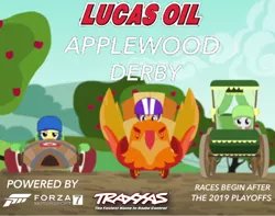 Size: 750x590 | Tagged: safe, derpibooru import, edit, edited screencap, screencap, apple bloom, scootaloo, sweetie belle, pony, fanfic:equestria motorsports, friendship is magic, the cart before the ponies, applewood derby, cutie mark crusaders, fanfiction idea, forza motorsport 7, lucas oil, lucas oil applewood derby, photo, traxxas