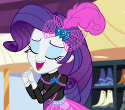 Size: 820x720 | Tagged: safe, derpibooru import, screencap, rarity, display of affection, equestria girls, equestria girls series, animated, cropped, cute, gif, raribetes, solo