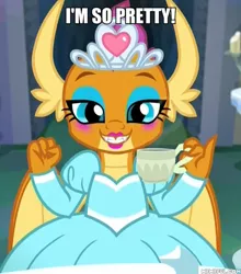 Size: 600x682 | Tagged: cute, derpibooru import, edit, edited screencap, impact font, out of character, princess smolder, safe, screencap, smolder, smolderbetes, what lies beneath