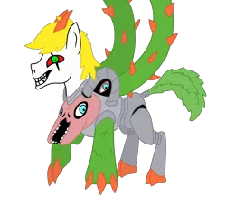 Size: 3300x3000 | Tagged: safe, artist:maxter-advance, derpibooru import, ponified, pony, claws, horns, nightmare fuel, omega flowey, smiling, solo, thorns, undertale